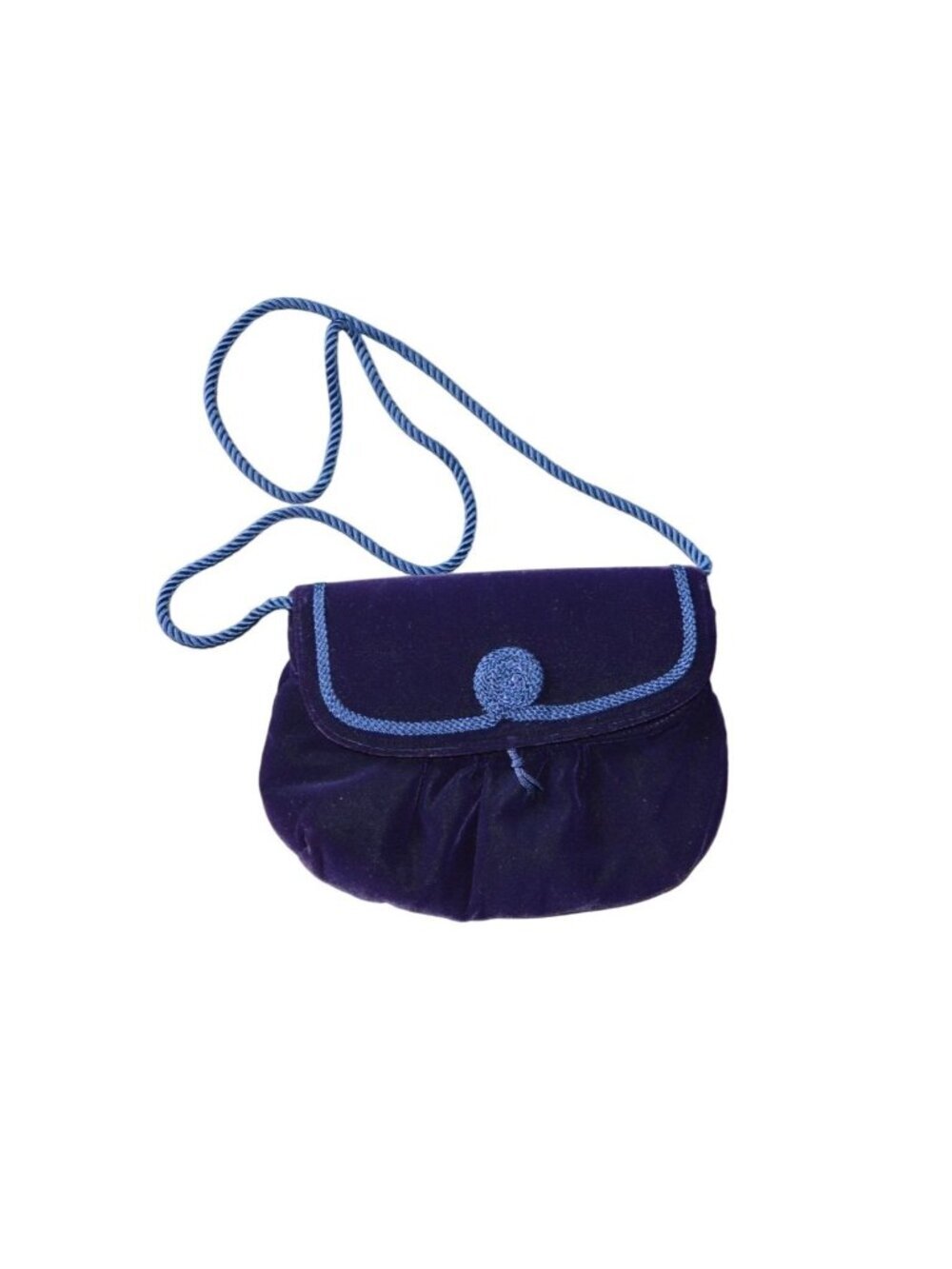 90s Vintage Royal Blue Violet Velvet Evening Purse Bag Prom Special Occasion